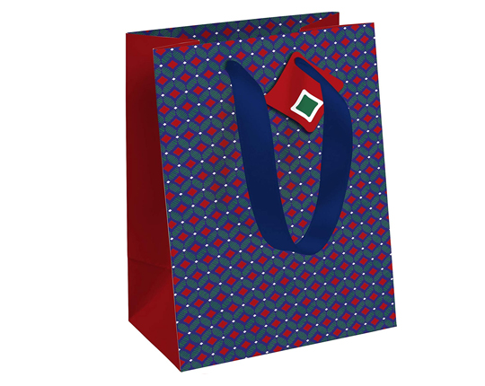 acheter Sac papier emballage cadeau élégance bleu avec étiquette message