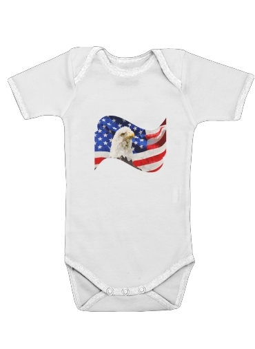 Body bébé blanc manche courte American Eagle and Flag