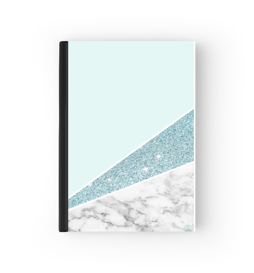 Housse Passeport Initiale Marble and Glitter Blue