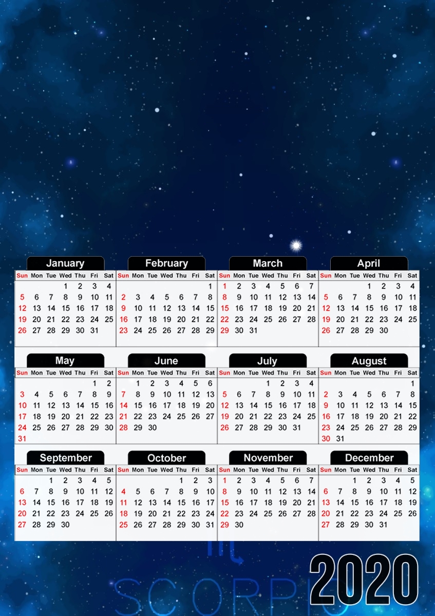 Calendrier photo 30x43cm format A3 Constellations of the Zodiac: Scorpion