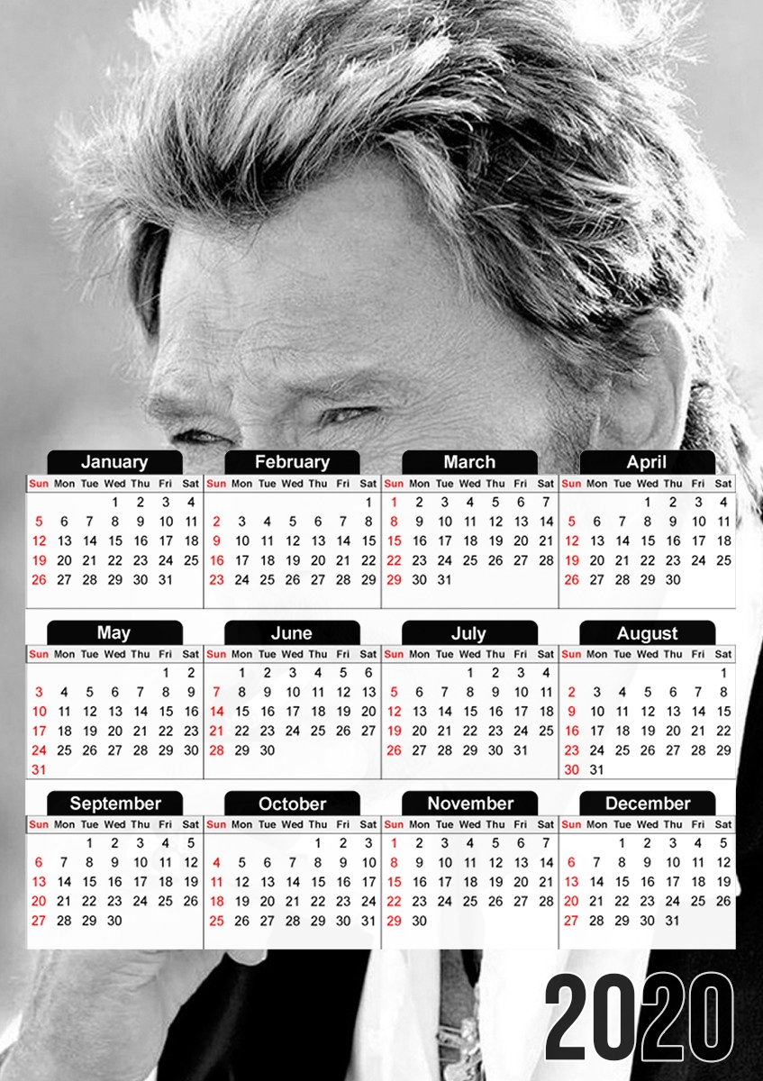 Calendrier photo 30x43cm format A3 johnny hallyday Smoke Cigare Hommage