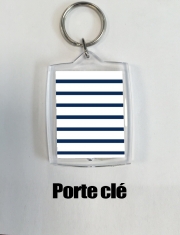 Porte Clé - Format Rectangulaire Mariniere Blanc / Bleu Marine