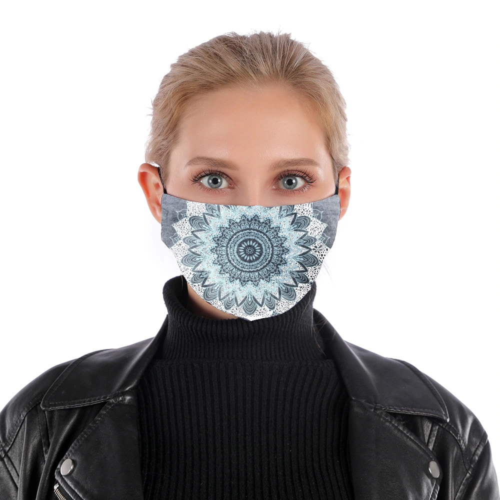 Masque alternatif en tissu barrière Bohochic Mandala in Blue