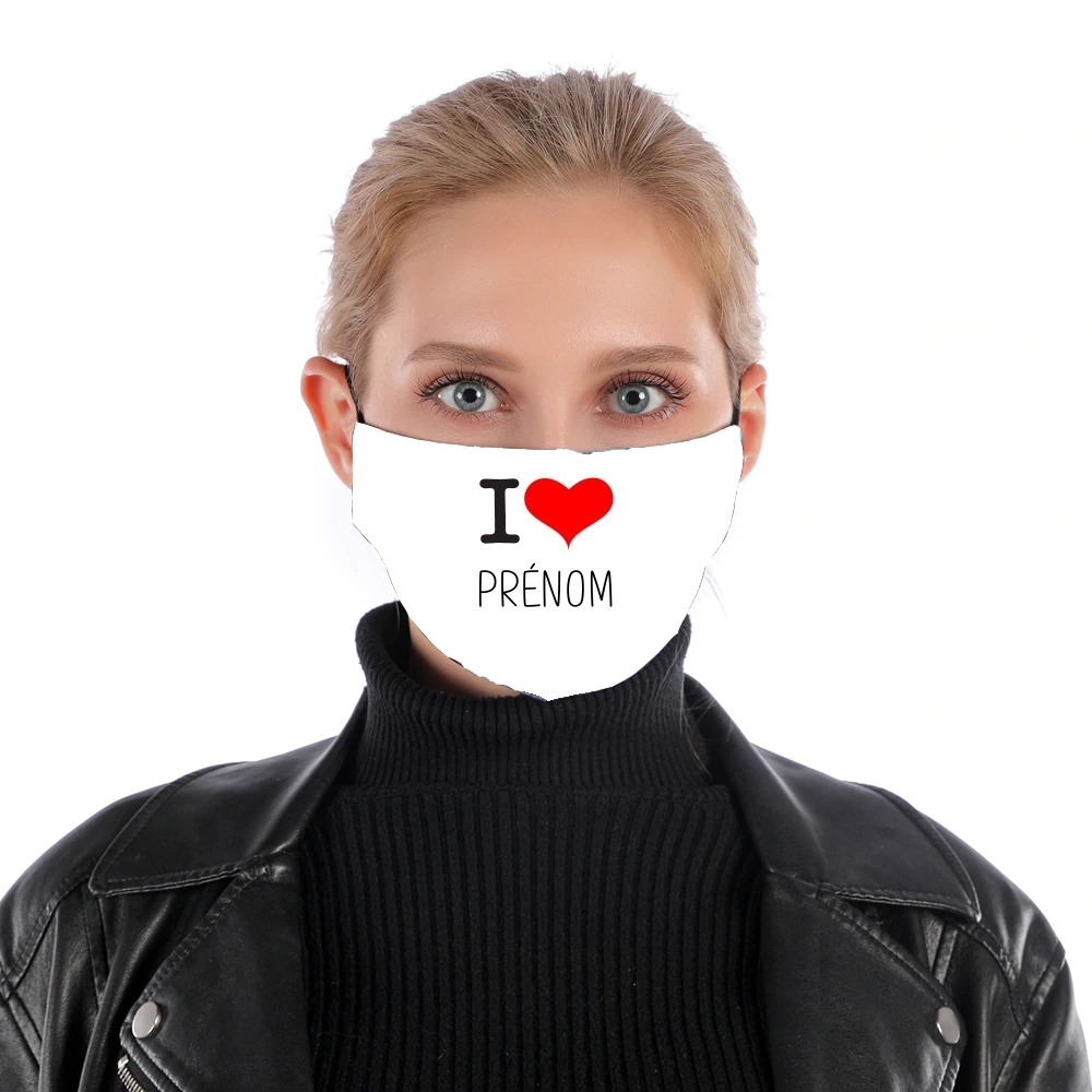 Masque I love Prénom - Personnalisable avec nom de ton choix