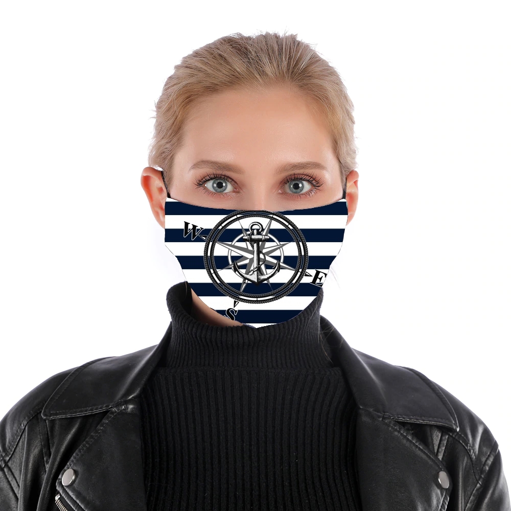 Masque alternatif en tissu barrière Navy Striped Nautica