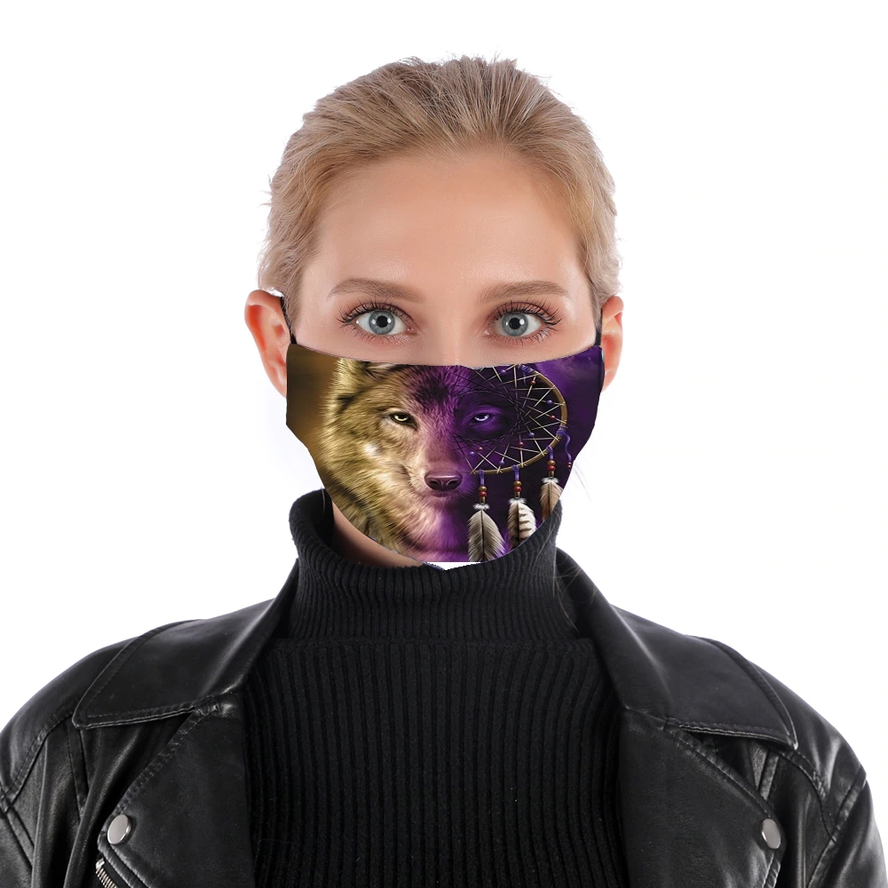 Masque alternatif en tissu barrière Wolf Dreamcatcher