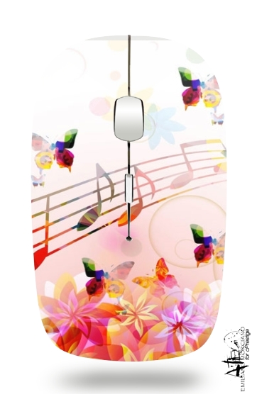 Souris optique sans fil avec recepteur usb Notes de musique Papillon colorés