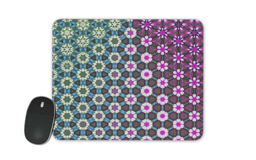 Tapis Abstract bright floral geometric pattern teal pink white