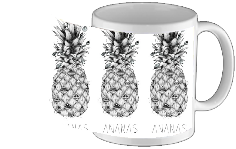 Mug Ananas en noir et blanc
