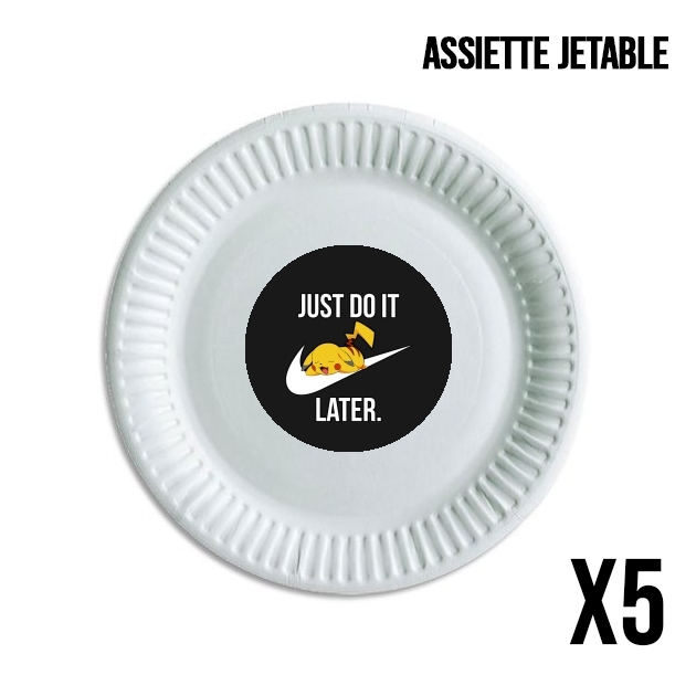 Assiette jetable personnalisable - Pack de 5 Nike Parody Just Do it Later X Pikachu