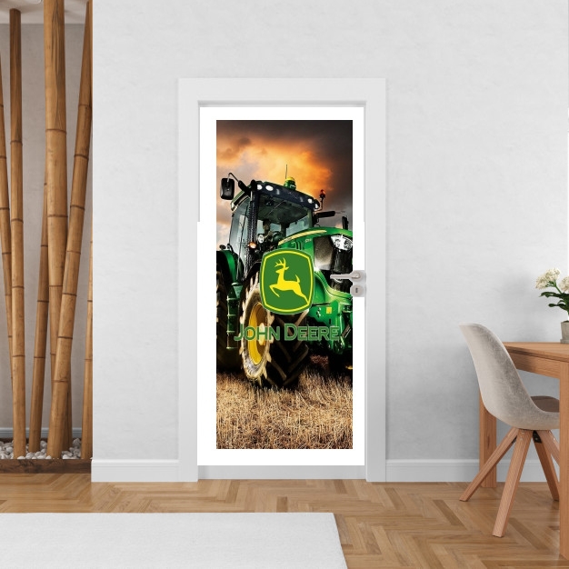 Sticker porte avec vos photos - Poster Porte John Deer Tracteur vert