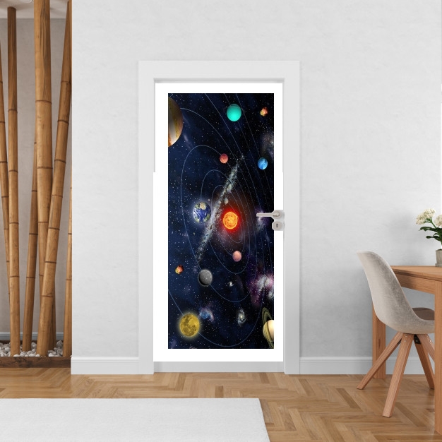Sticker porte avec vos photos - Poster Porte Systeme solaire Galaxy