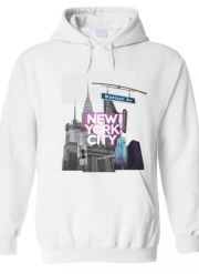 Sweat-shirt à capuche blanc - Unisex New York City II [pink]