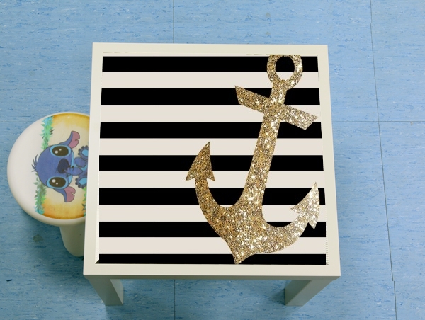 Table gold glitter anchor in black