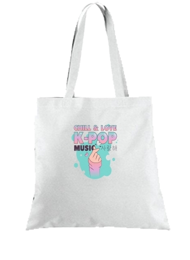 Tote Hand Drawn Finger Heart Chill Love Music Kpop