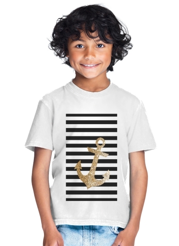 T-shirt Enfant Blanc gold glitter anchor in black
