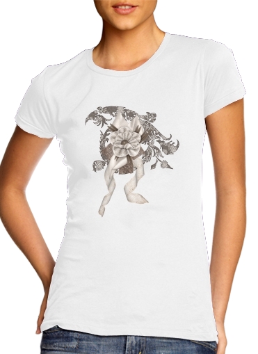 T-shirt Femme Col rond manche courte Blanc Brown Elegance