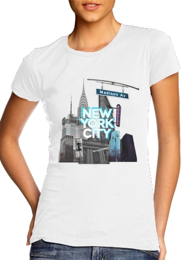 T-shirt Femme Col rond manche courte Blanc New York City II [blue]
