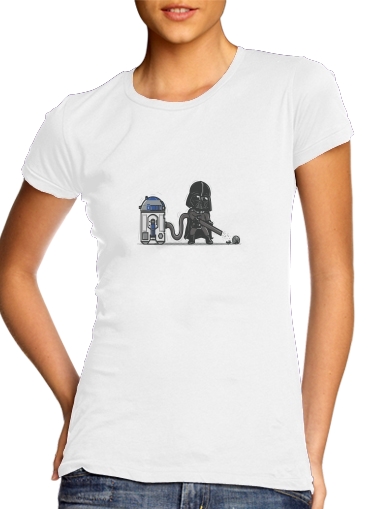 T-shirt Femme Col rond manche courte Blanc Robotic Hoover