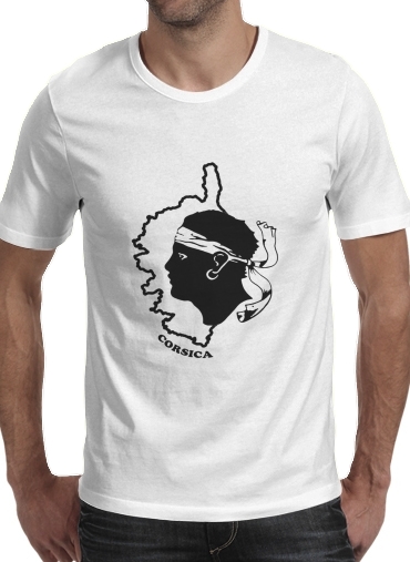 T-shirt homme manche courte col rond Blanc Corse - Tete de maure