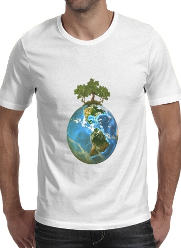 T-shirt homme manche courte col rond Blanc Protégeons la nature - ecologie