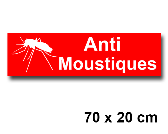 Autocollant Anti Moustiques fond rouge 70 x 20 cm - signalétique intérieur pharmacie / Officine