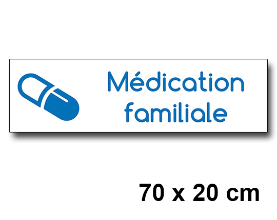 Autocollant Médication familiale 70 x 20 cm - signalétique intérieur pharmacie / Officine