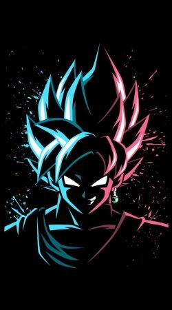 coque Black Goku Face Art Blue and pink hair