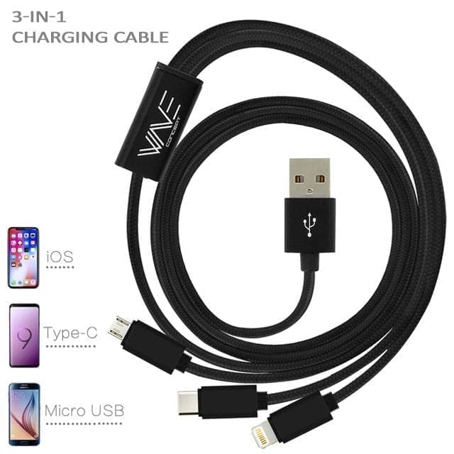acheter Cable de charge 3 en 1 - Lightning, Micro USB et USB Type C