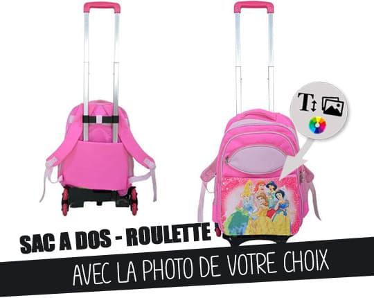 acheter Sac à dos rose pour enfant avec chariot cartable à personnaliser