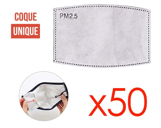 Pack de 50 filtres pour masque premium - Filtre anti pollution