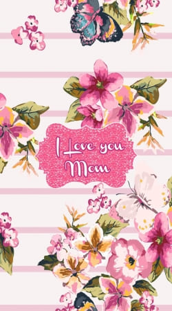 coque Pink floral Marinière - Love You Mom