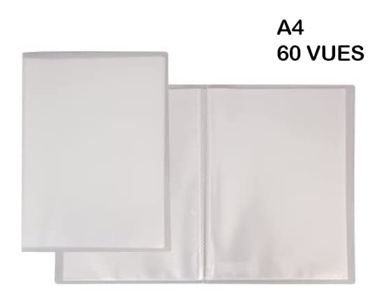 Porte vue transparent en polypropylène semi rigide Chromaline 60 vues - A4 - Cristal