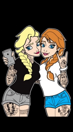 coque Sisters Selfie Tatoo Punk Elsa Anna
