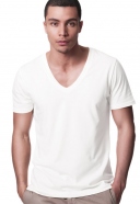 acheter T-shirt homme manche courte col v blanc