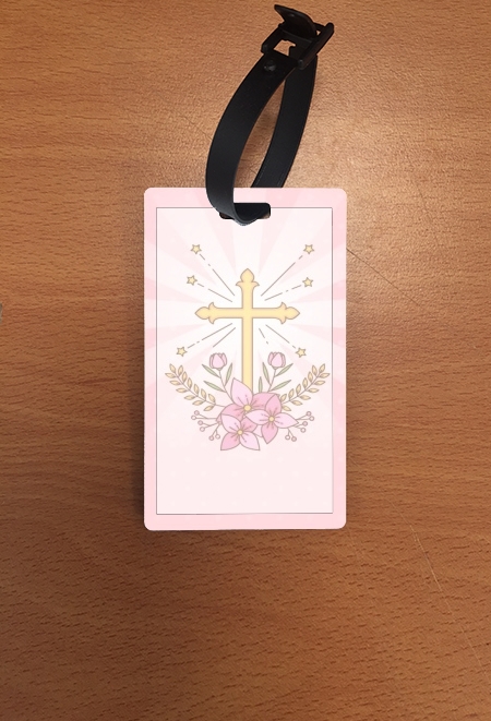 Porte Croix avec fleurs  - Cadeau invité pour communion d'une fille