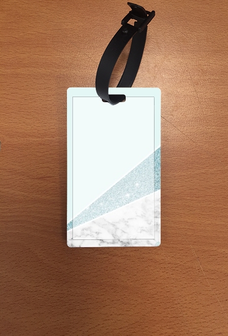 Porte adresse pour bagage Initiale Marble and Glitter Blue