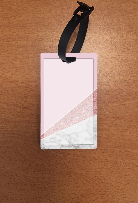 Porte adresse pour bagage Initiale Marble and Glitter Pink