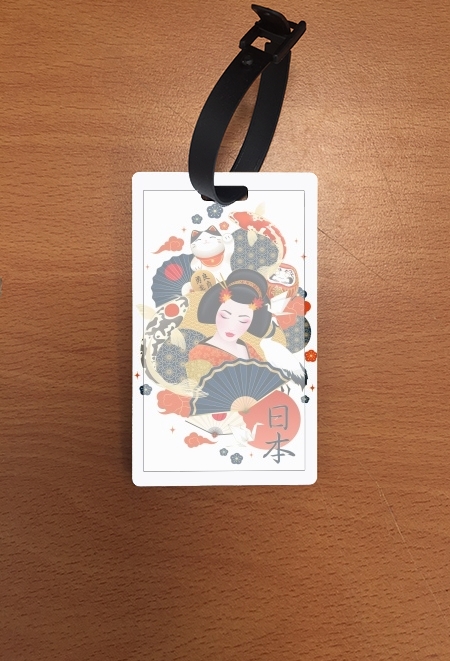 Porte Japanese geisha surrounded with colorful carps