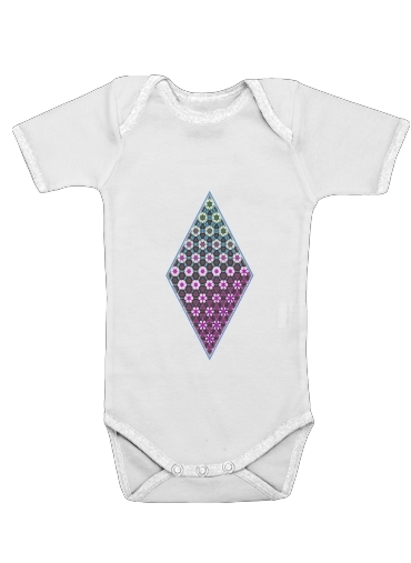 Body Abstract bright floral geometric pattern teal pink white