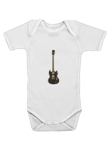 Body bébé blanc manche courte AcDc Guitare Gibson Angus