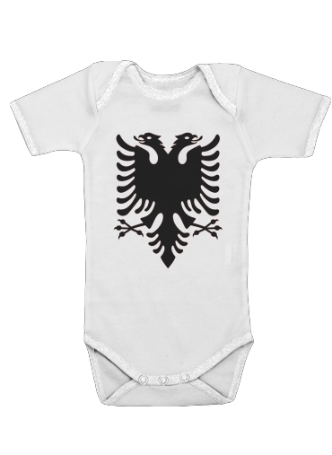 Body bébé blanc manche courte Albanie Painting Flag
