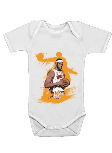 Body bébé blanc manche courte Basketball Stars: Lebron James