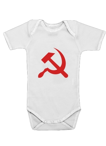 Body bébé blanc manche courte Communiste faucille et marteau