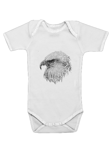 Body bébé blanc manche courte cracked Bald eagle 