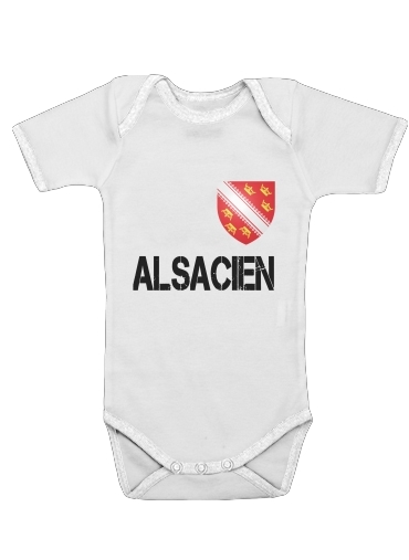 Body bébé blanc manche courte Drapeau alsacien Alsace Lorraine
