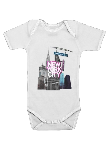 Body bébé blanc manche courte New York City II [pink]