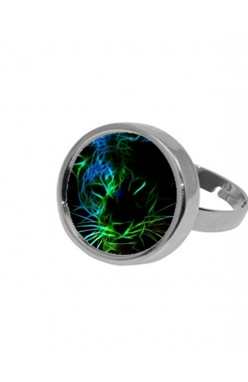 Bague ronde Abstract neon Leopard