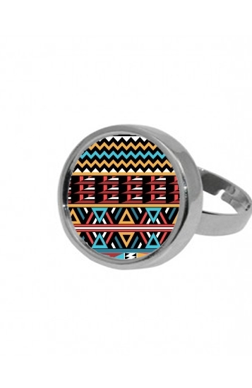 Bague ronde aztec pattern red Tribal