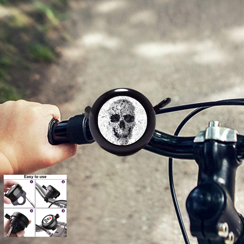 Sonnette de vélo et guidon Doodle Skull